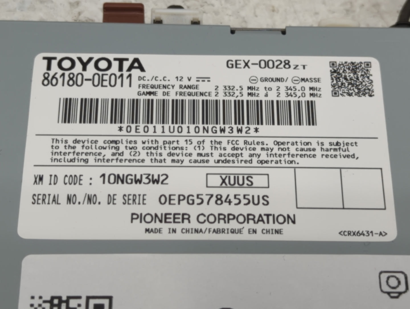 2014-2018 Toyota Avalon Radio AM FM Cd Player Receiver Replacement P/N:86180-0E011 Fits OEM Used Auto Parts - Oemusedautopar
