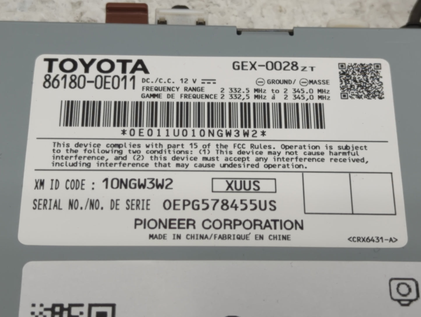 2014-2018 Toyota Avalon Radio AM FM Cd Player Receiver Replacement P/N:86180-0E011 Fits OEM Used Auto Parts - Oemusedautopar