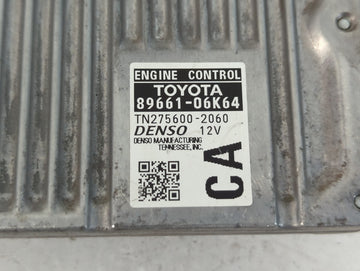 2012-2014 Toyota Camry PCM Engine Control Computer ECU ECM PCU OEM P/N:89661-06K64 Fits Fits 2012 2013 2014 OEM Used Auto Parts