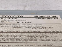 2014 Toyota Camry Radio AM FM Cd Player Receiver Replacement P/N:86140-06190 138000-3280D101 Fits OEM Used Auto Parts - Oemu