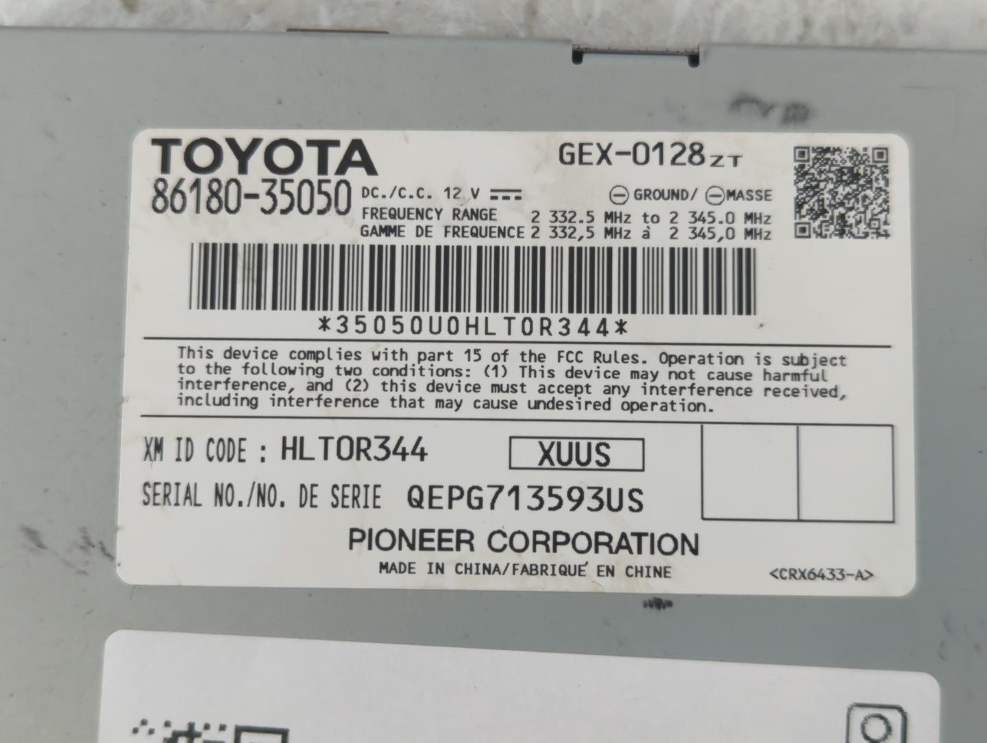 2014-2016 Toyota Corolla Radio AM FM Cd Player Receiver Replacement P/N:86180-35050 Fits Fits 2014 2015 2016 OEM Used Auto P