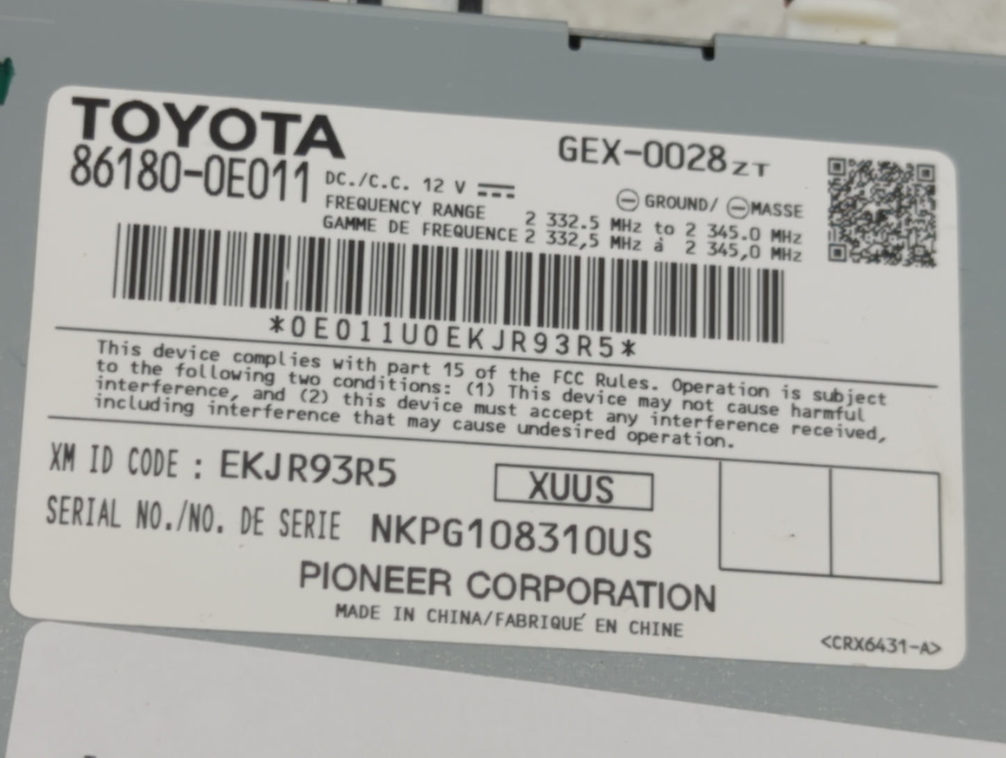 2014-2019 Toyota Highlander Radio Speaker Amplifier 1434397 - Oemusedautoparts1.com