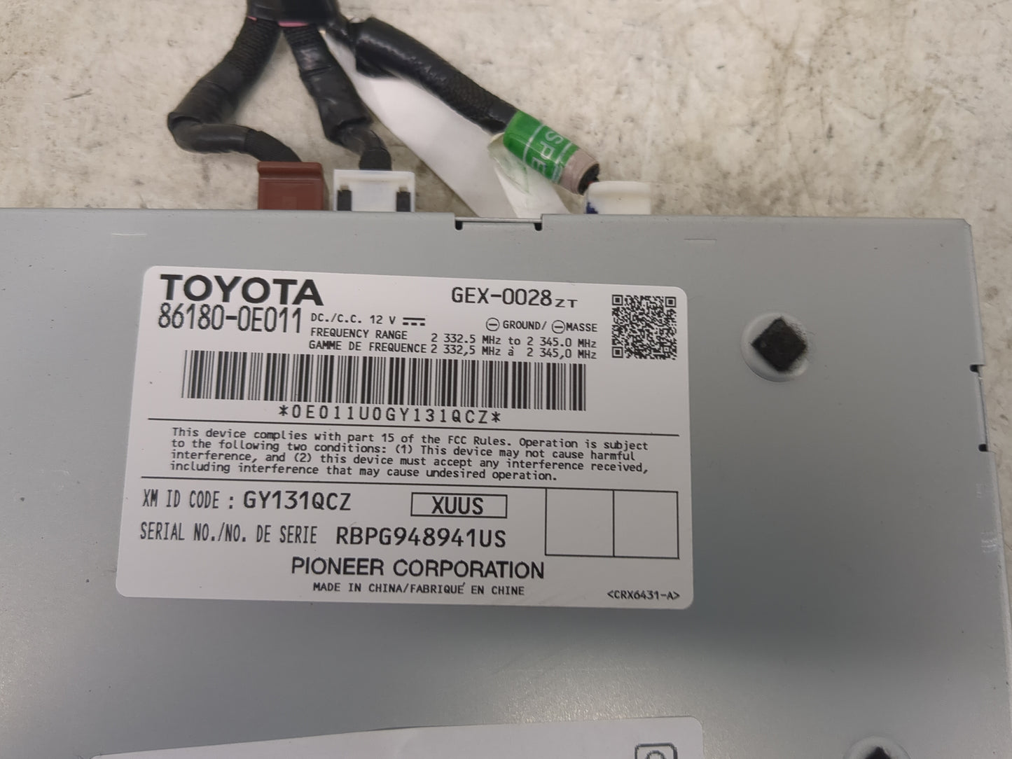 2014-2019 Toyota Highlander Tuner Satellite Receiver 1468261 - Oemusedautoparts1.com