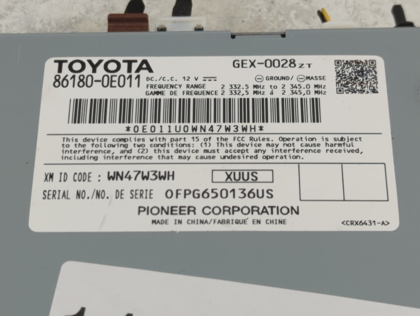 2014-2019 Toyota Highlander Tuner Satellite Receiver 1469108 - Oemusedautoparts1.com