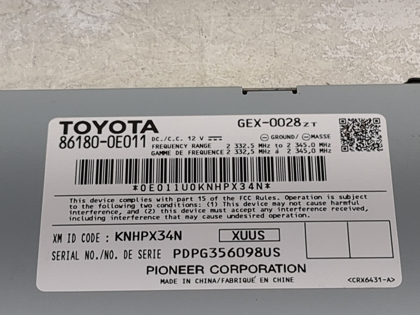 2014-2019 Toyota Highlander Tuner Satellite Receiver 1475295 - Oemusedautoparts1.com