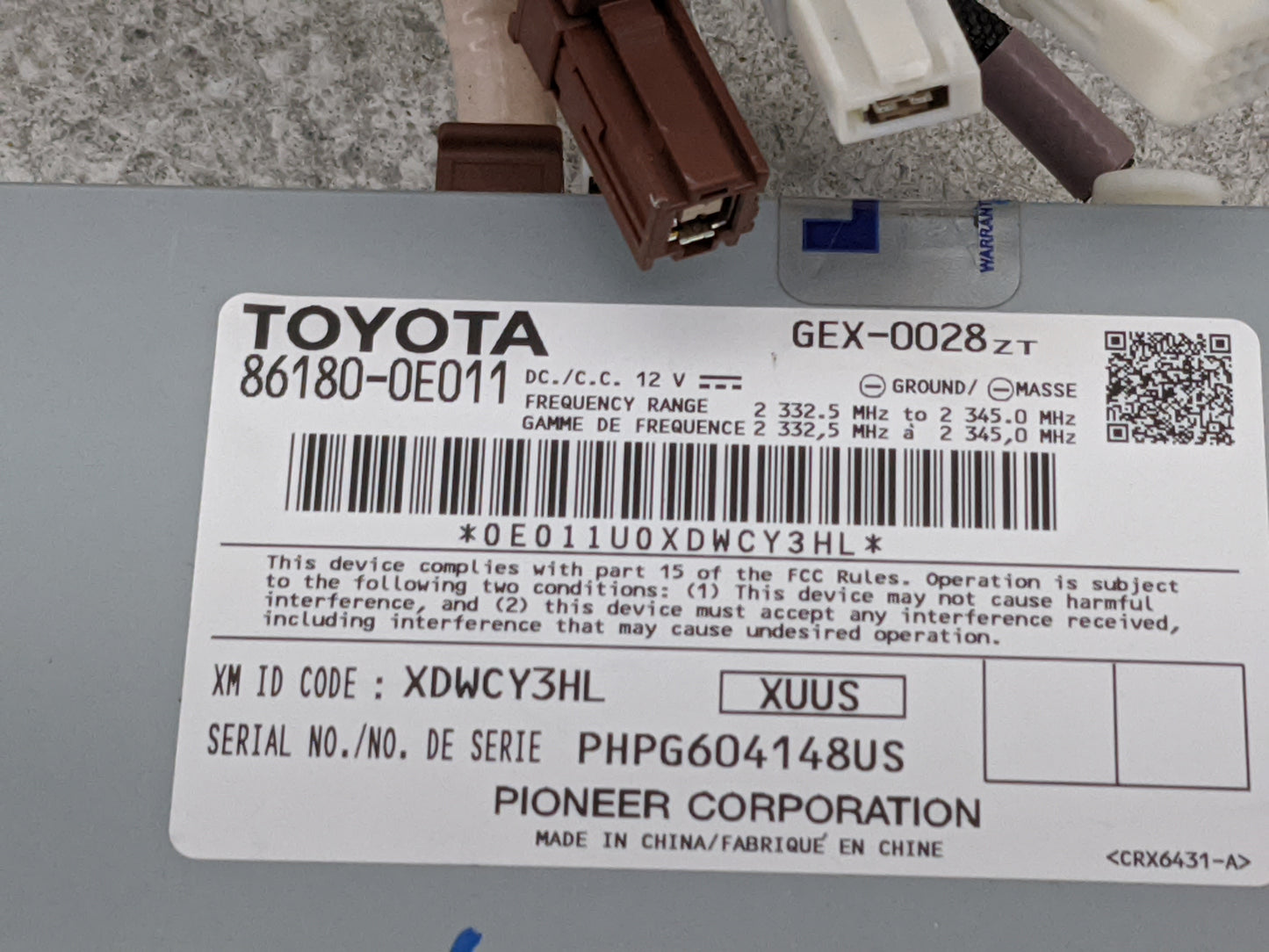 2014-2019 Toyota Highlander Tuner Satellite Receiver 1479807 - Oemusedautoparts1.com