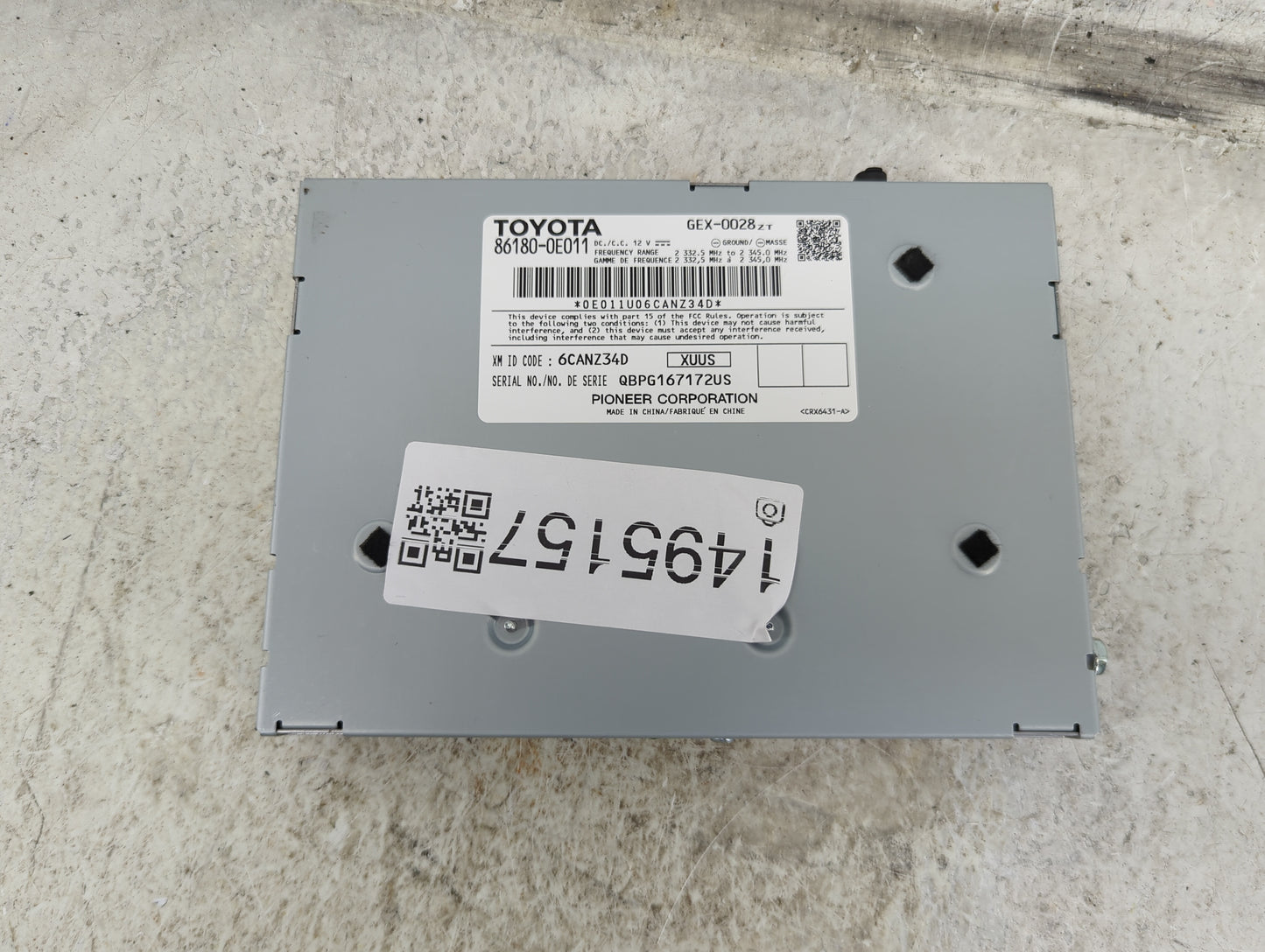2014-2019 Toyota Highlander Tuner Satellite Receiver 1495157 - Oemusedautoparts1.com