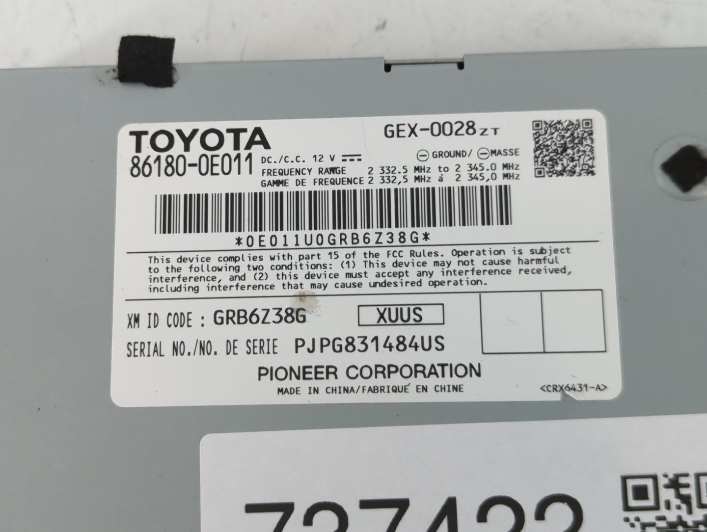 2014-2019 Toyota Highlander Radio AM FM Cd Player Receiver Replacement P/N:86180-0E011 Fits OEM Used Auto Parts - Oemusedaut