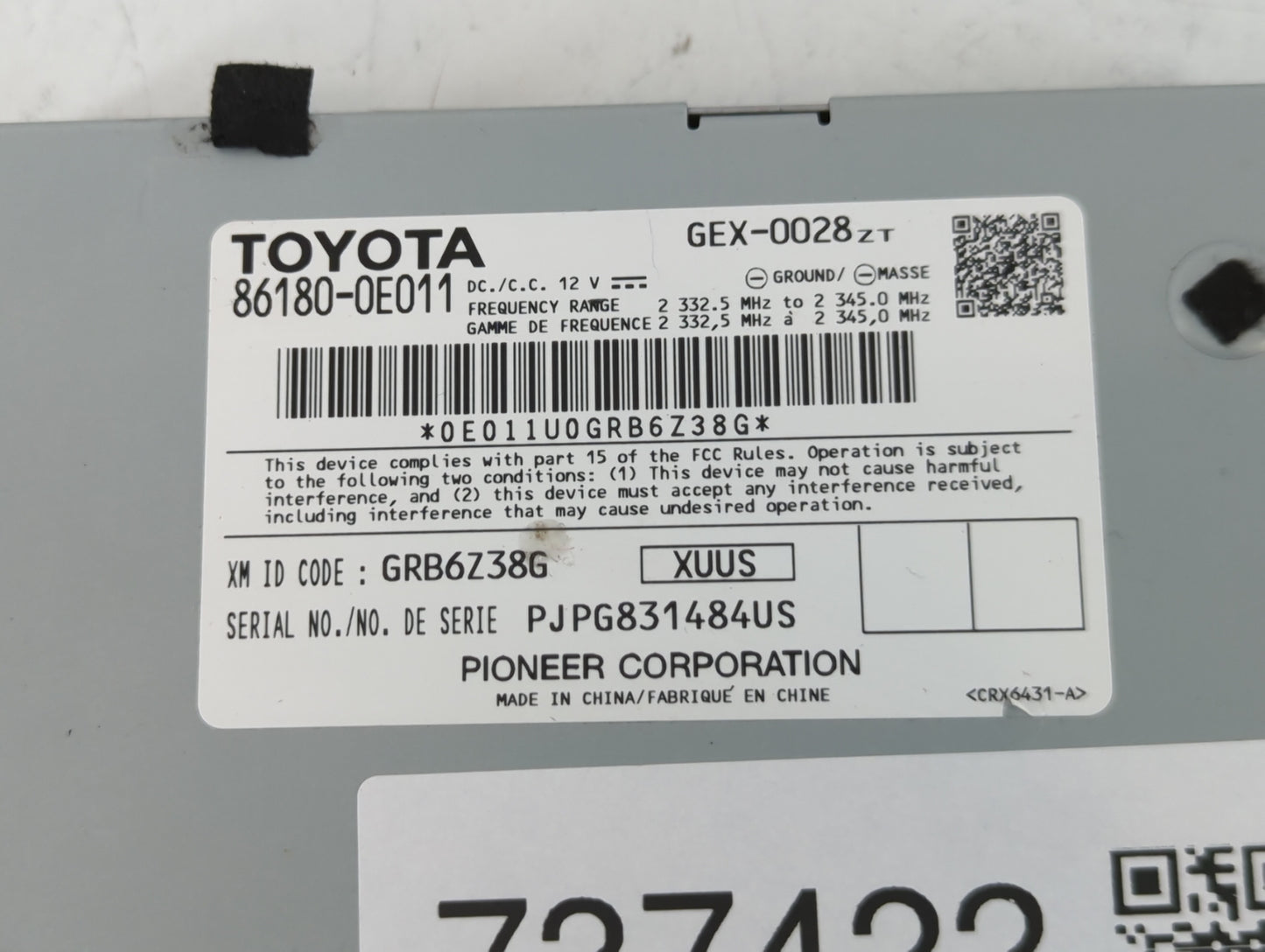 2014-2019 Toyota Highlander Radio AM FM Cd Player Receiver Replacement P/N:86180-0E011 Fits OEM Used Auto Parts - Oemusedaut