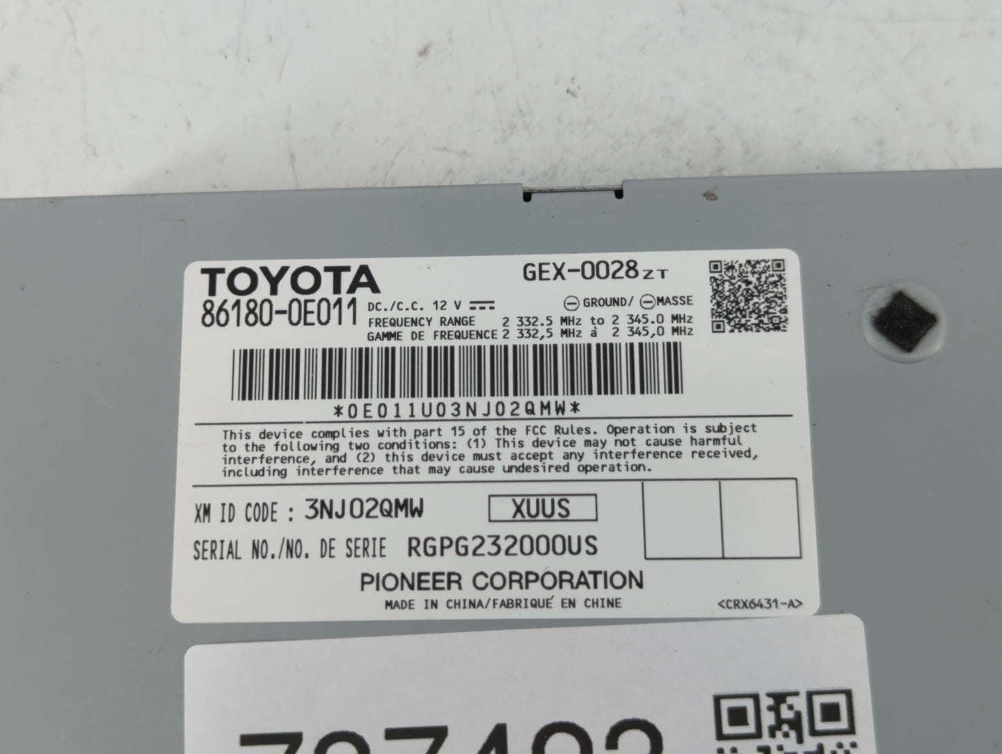 2014-2019 Toyota Highlander Radio AM FM Cd Player Receiver Replacement P/N:86180-0E011 Fits OEM Used Auto Parts - Oemusedaut