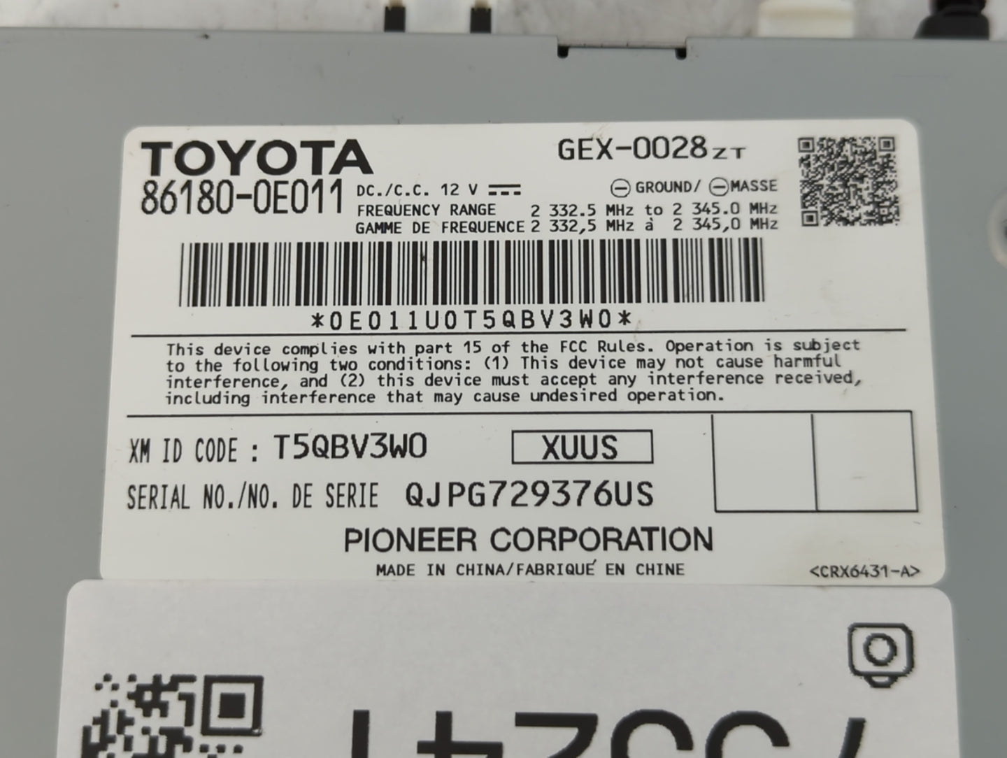 2014-2019 Toyota Highlander Radio AM FM Cd Player Receiver Replacement P/N:86180-0E011 Fits OEM Used Auto Parts - Oemusedaut
