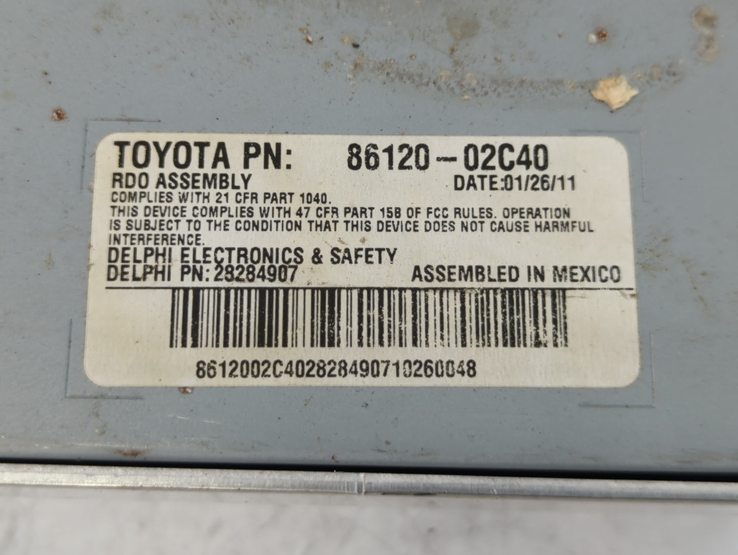 2011-2014 Toyota Matrix Radio AM FM Cd Player Receiver Replacement P/N:86120-02C40 Fits Fits 2011 2012 2013 2014 OEM Used Au