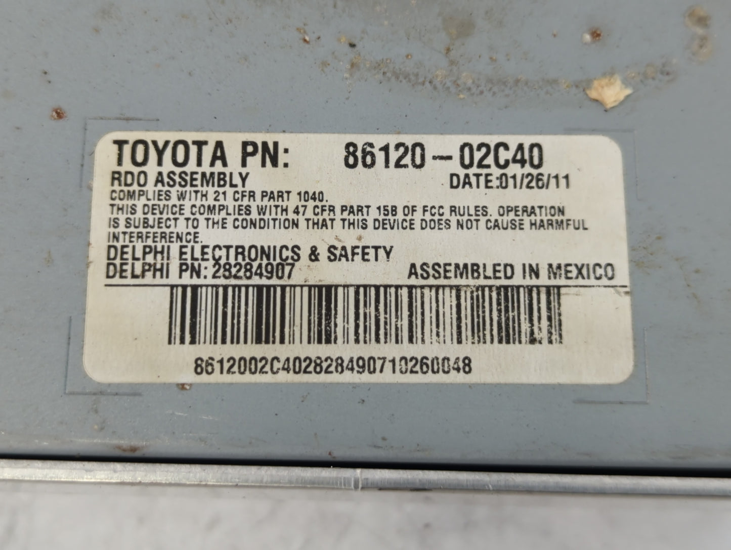 2011-2014 Toyota Matrix Radio AM FM Cd Player Receiver Replacement P/N:86120-02C40 Fits Fits 2011 2012 2013 2014 OEM Used Au