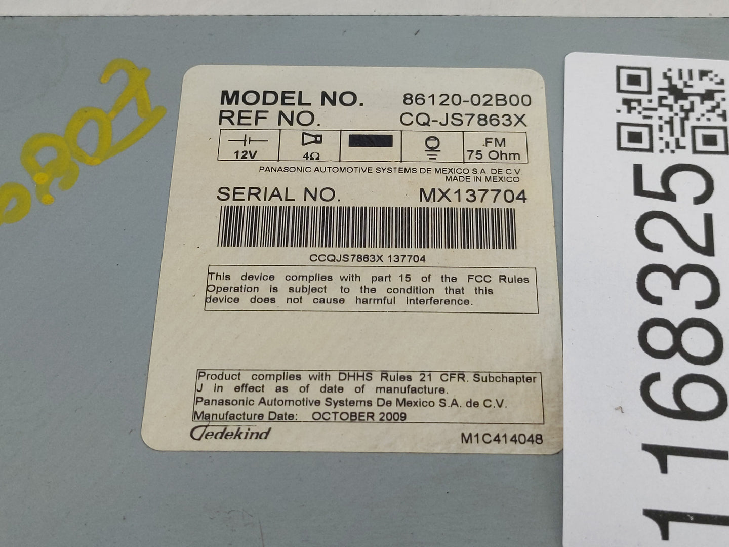 2012-2014 Toyota Prius Radio AM FM Cd Player Receiver Replacement P/N:86120-02B00 86120-52D10 Fits Fits 2012 2013 2014 OEM U