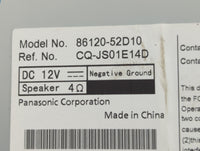 2012-2014 Toyota Prius Radio AM FM Cd Player Receiver Replacement P/N:86120-52D10 Fits Fits 2012 2013 2014 OEM Used Auto Par