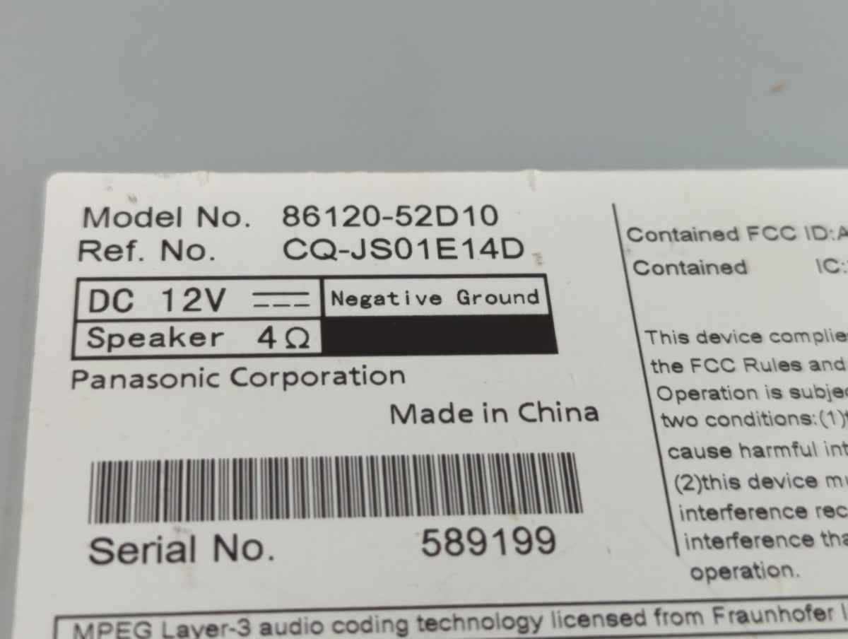 2012-2014 Toyota Prius C Am Fm Cd Player Radio Receiver 382381 - Oemusedautoparts1.com