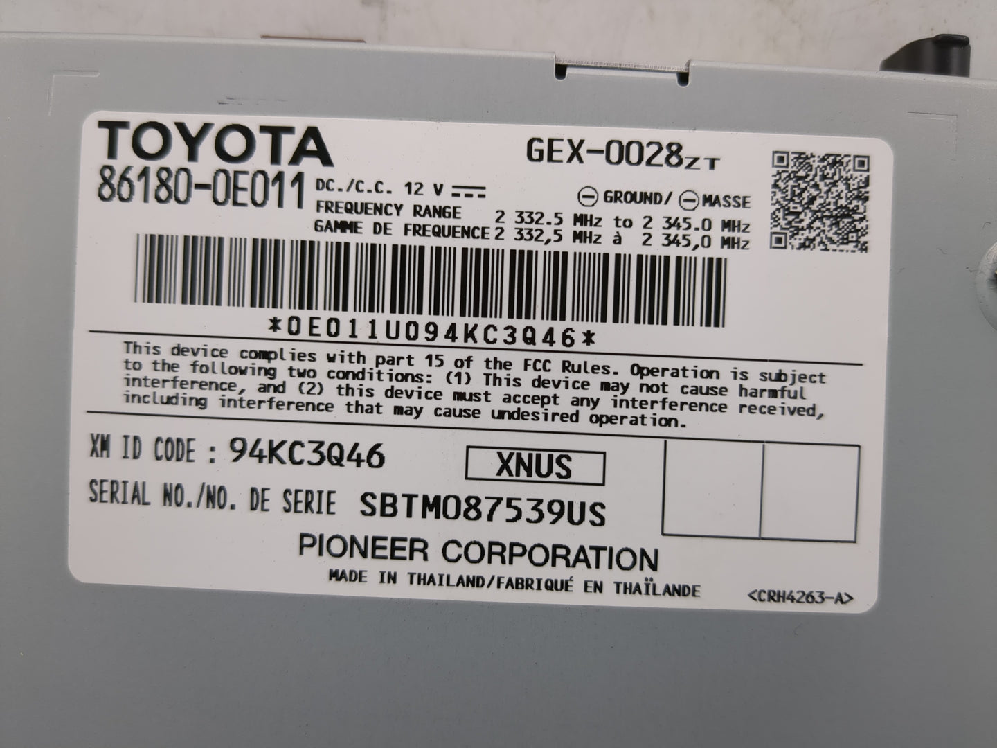 2014 Toyota Rav4 Radio AM FM Cd Player Receiver Replacement P/N:0E011U094KC3Q46 86180-0E011 Fits OEM Used Auto Parts - Oemus