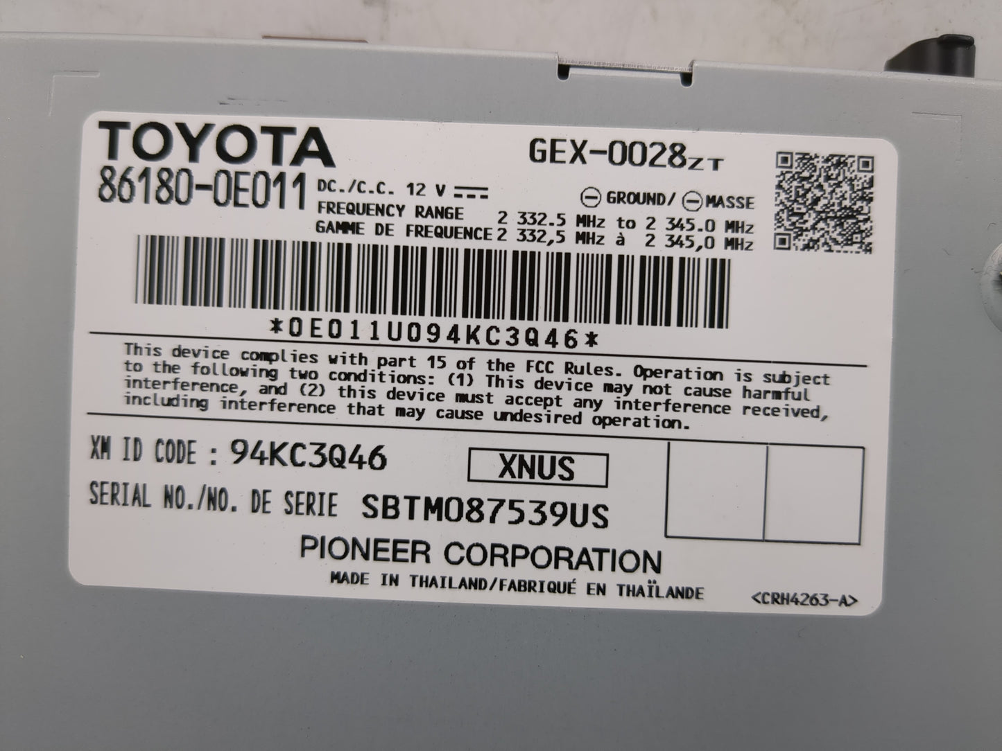 2014 Toyota Rav4 Radio AM FM Cd Player Receiver Replacement P/N:0E011U094KC3Q46 86180-0E011 Fits OEM Used Auto Parts - Oemus