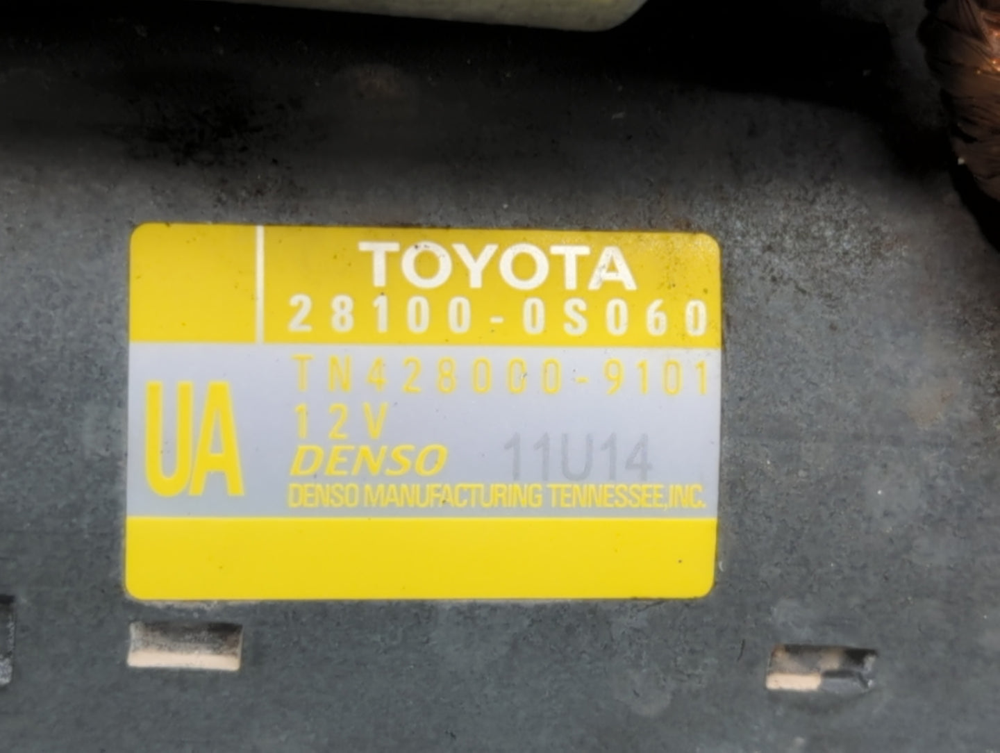 2014 Toyota Tundra Car Starter Motor Solenoid OEM P/N:28100-0S060 Fits OEM Used Auto Parts - Oemusedautoparts1.com