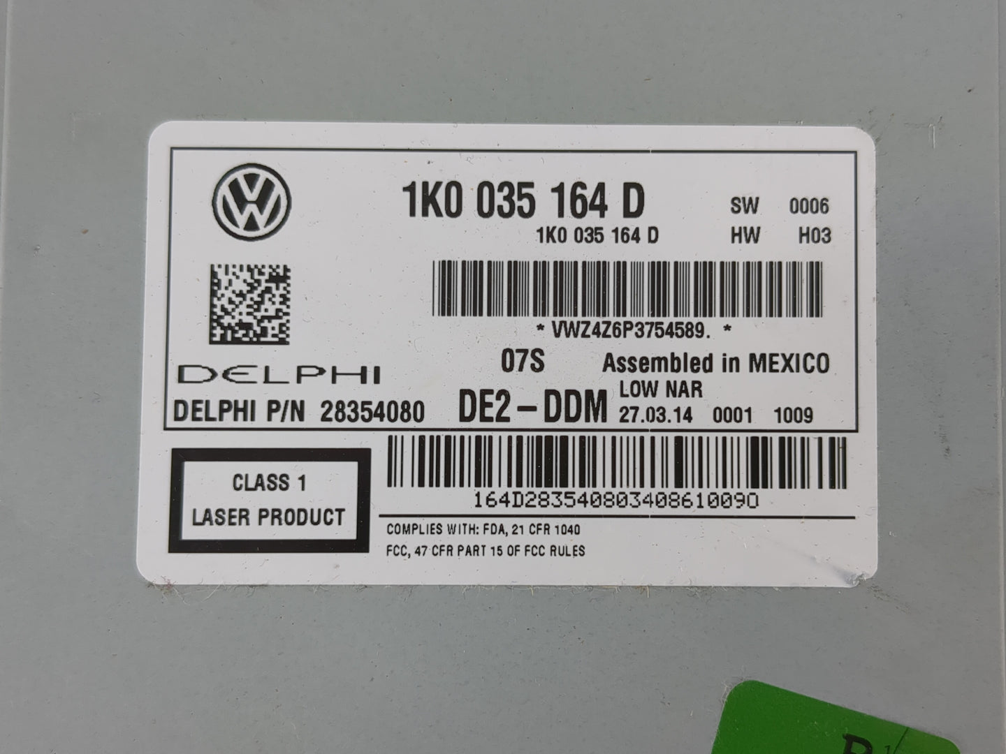 2012-2016 Volkswagen Beetle Radio AM FM Cd Player Receiver Replacement P/N:1K0 035 164 D 1K0 035 164 F Fits OEM Used Auto Pa