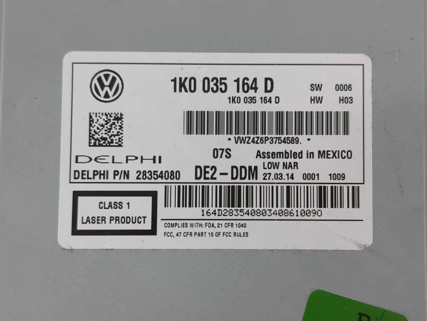 2012-2016 Volkswagen Beetle Radio AM FM Cd Player Receiver Replacement P/N:1K0 035 164 D 1K0 035 164 F Fits OEM Used Auto Pa