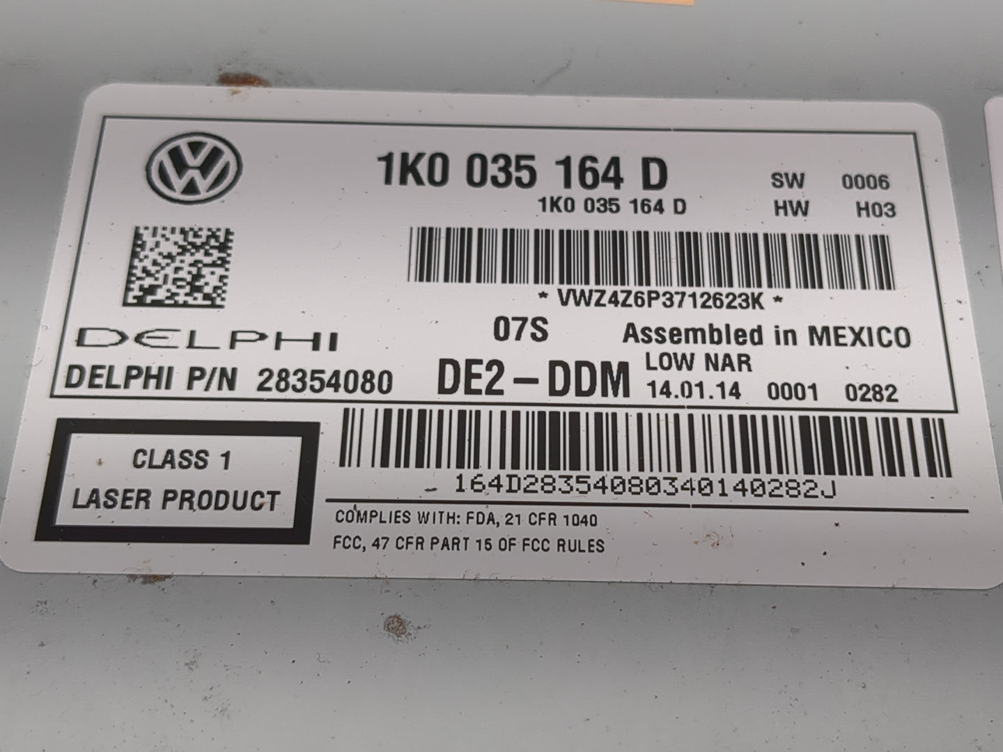2012-2016 Volkswagen Beetle Radio AM FM Cd Player Receiver Replacement P/N:1K0 035 164 D Fits Fits 2011 2012 2013 2014 2015 