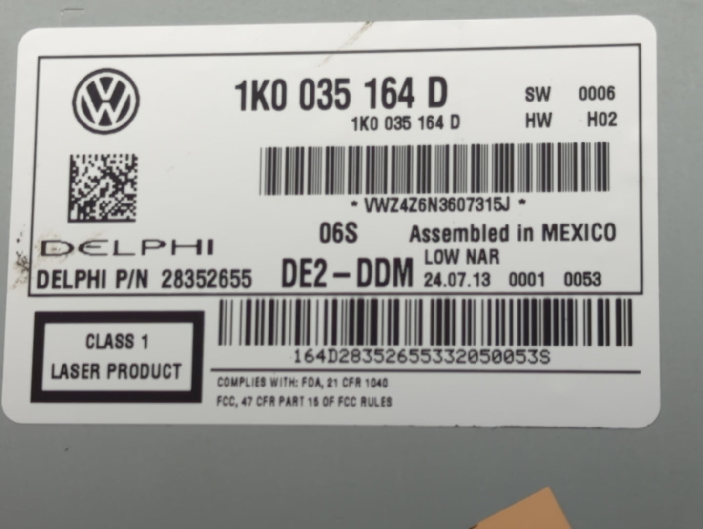 2012-2016 Volkswagen Beetle Radio AM FM Cd Player Receiver Replacement P/N:1K0035164D Fits Fits 2011 2012 2013 2014 2015 201