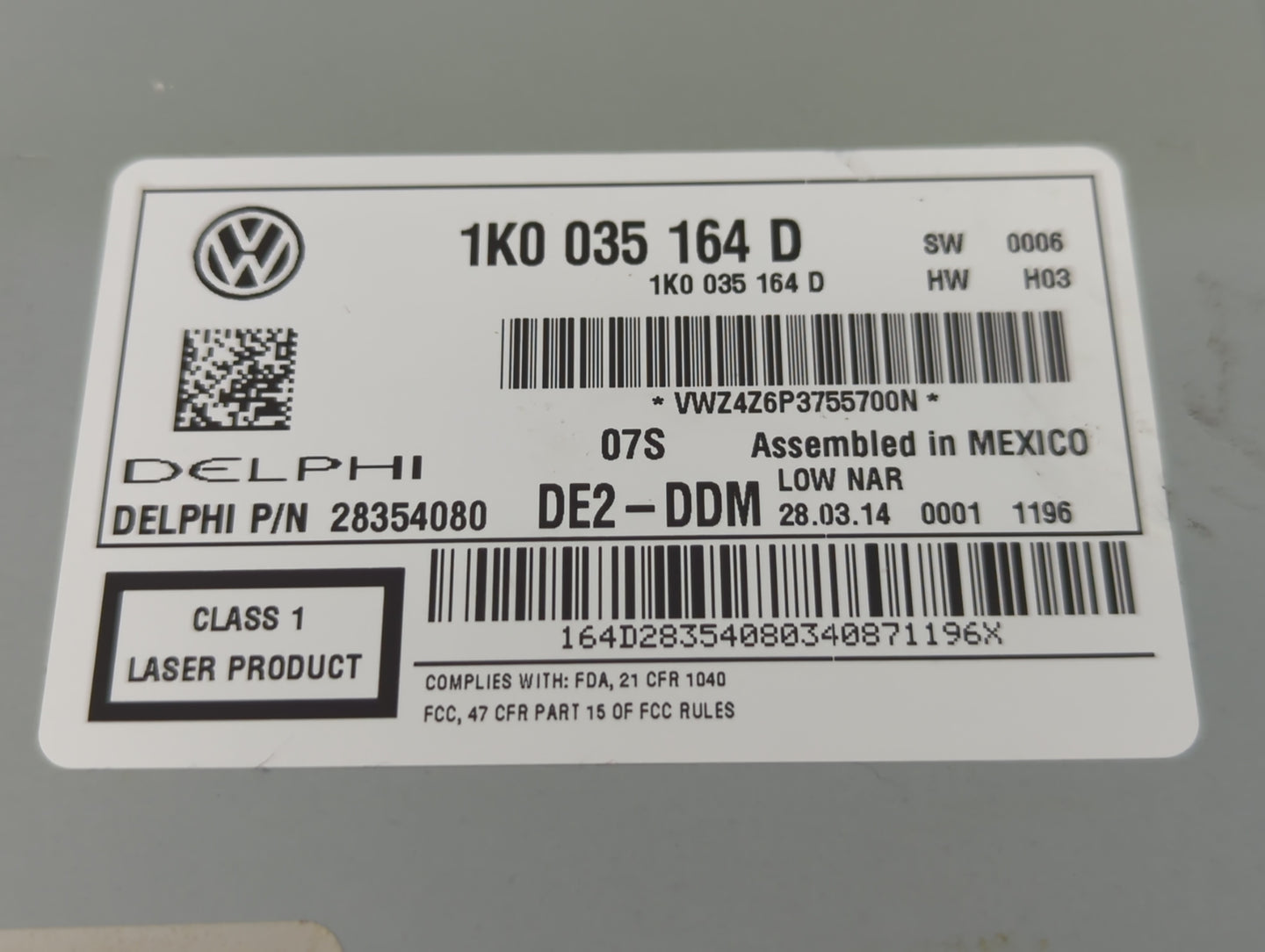 2013-2016 Volkswagen Beetle Radio AM FM Cd Player Receiver Replacement P/N:1K0 035 164 D Fits Fits 2013 2014 2015 2016 2017 