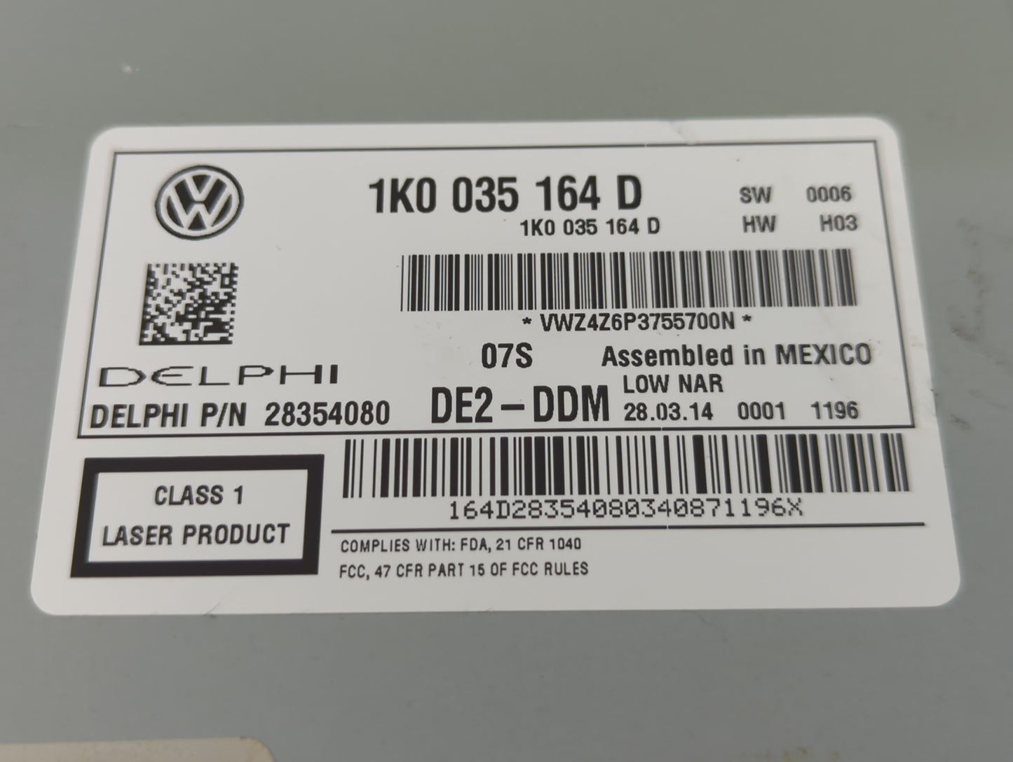 2013-2016 Volkswagen Beetle Radio AM FM Cd Player Receiver Replacement P/N:1K0 035 164 D Fits Fits 2013 2014 2015 2016 2017 