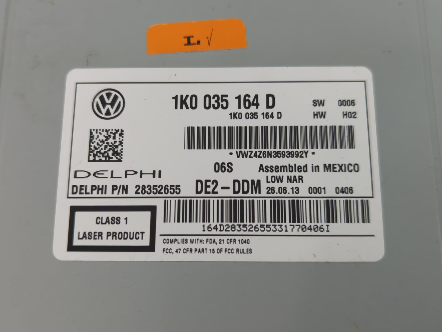 2012-2016 Volkswagen Beetle Radio AM FM Cd Player Receiver Replacement P/N:1K0 035 164 D Fits Fits 2011 2012 2013 2014 2015 