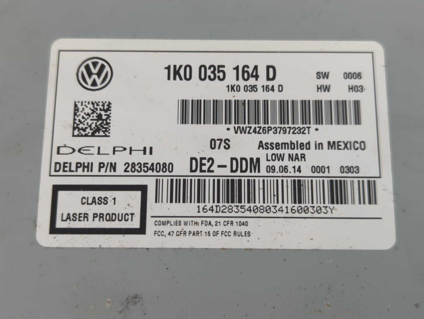 2012-2016 Volkswagen Beetle Radio AM FM Cd Player Receiver Replacement P/N:1K0 035 164 D Fits Fits 2011 2012 2013 2014 2015 