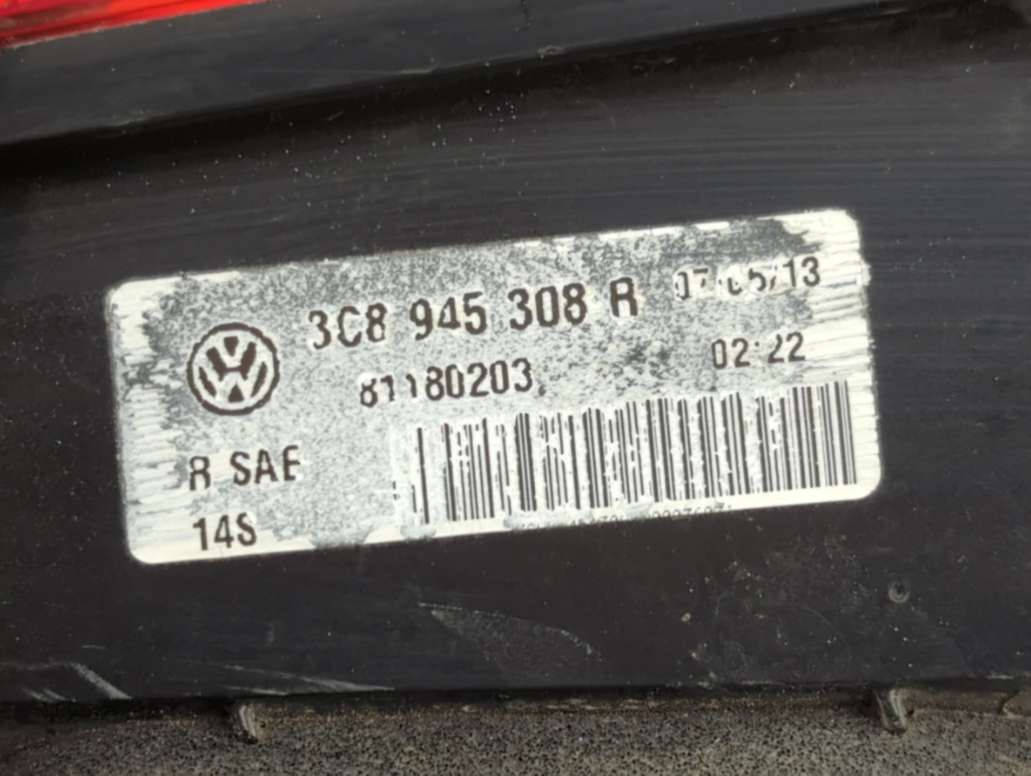 2013-2017 Volkswagen Cc Tail Light Assembly Passenger Right OEM P/N:3C8 945 308 Fits Fits 2013 2014 2015 2016 2017 OEM Used 