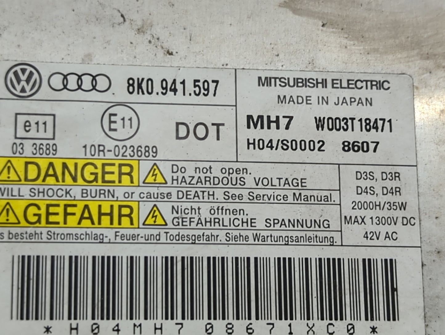 2012-2016 Volkswagen Eos Headlight Ballast Head Light - Oemusedautoparts1.com