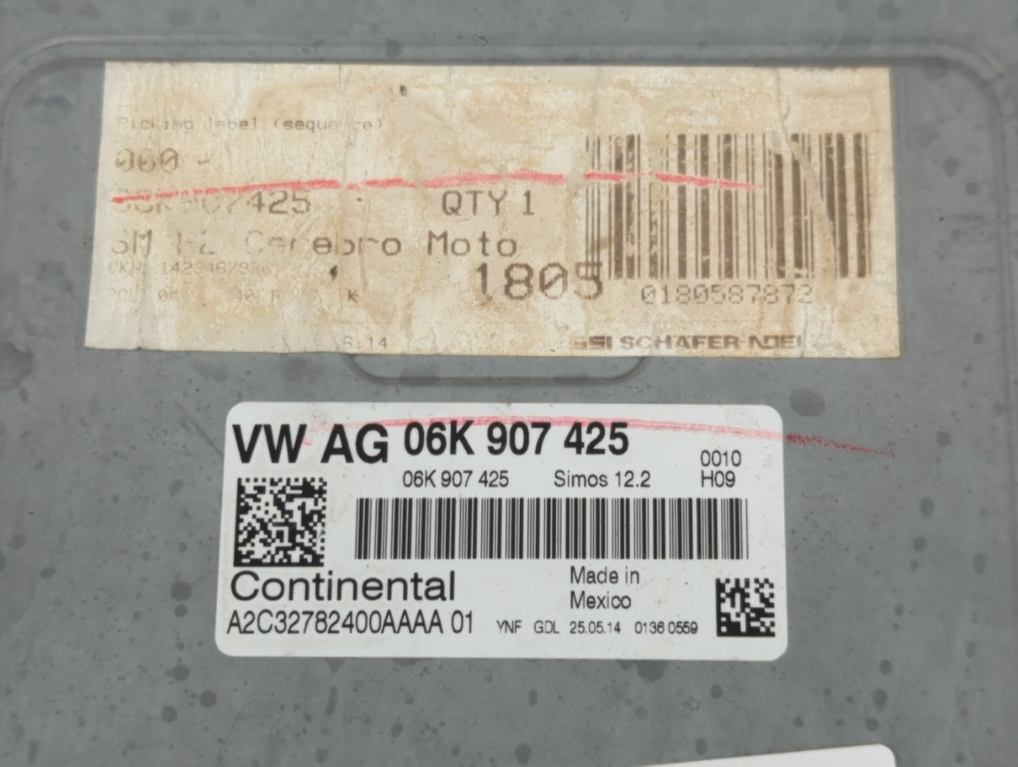 2014 Volkswagen Jetta PCM Engine Control Computer ECU ECM PCU OEM P/N:06K 907 425 06K 906 070 F Fits OEM Used Auto Parts - O