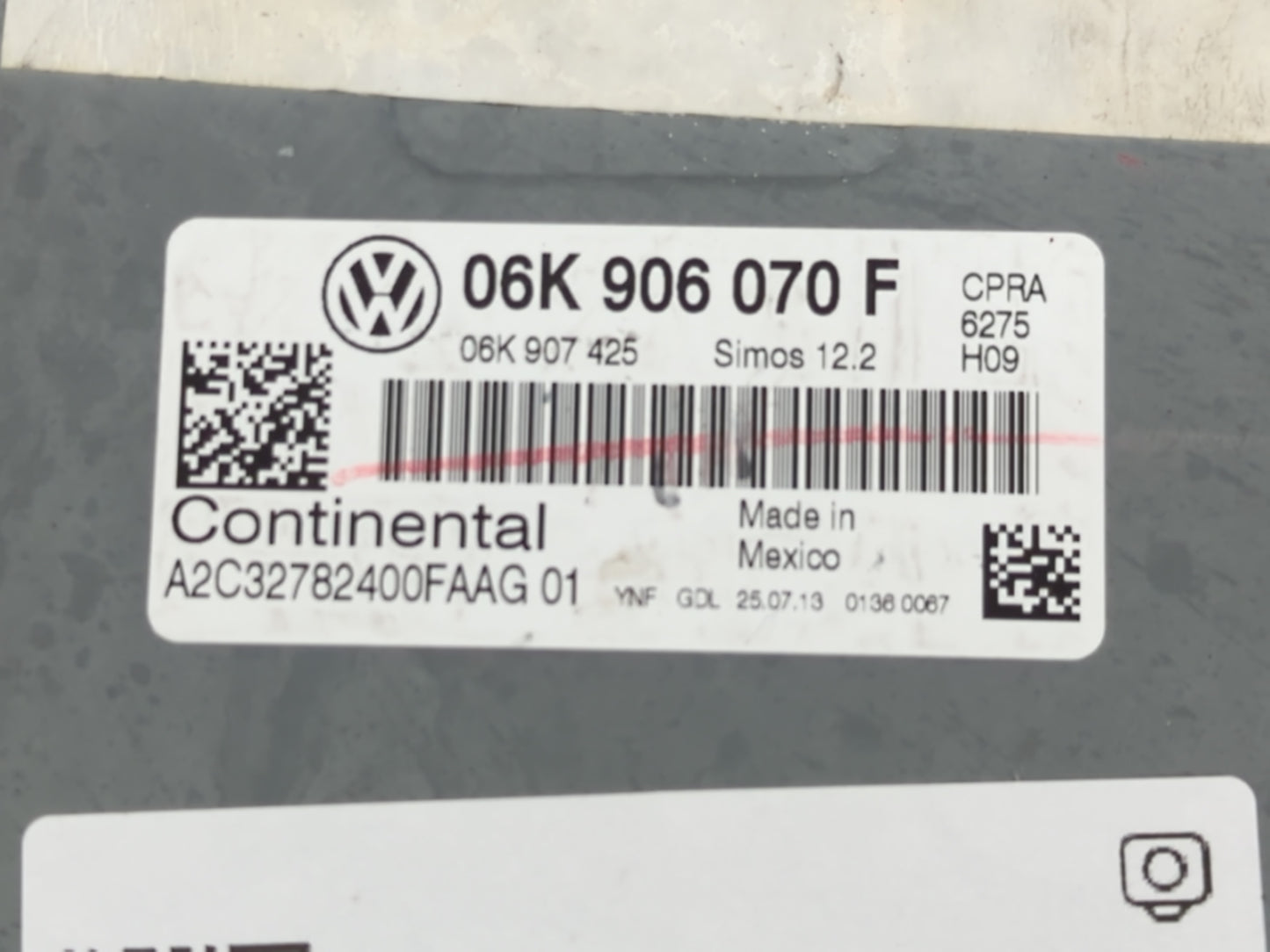 2014 Volkswagen Jetta PCM Engine Control Computer ECU ECM PCU OEM P/N:06K 906 070 F Fits OEM Used Auto Parts - Oemusedautopa