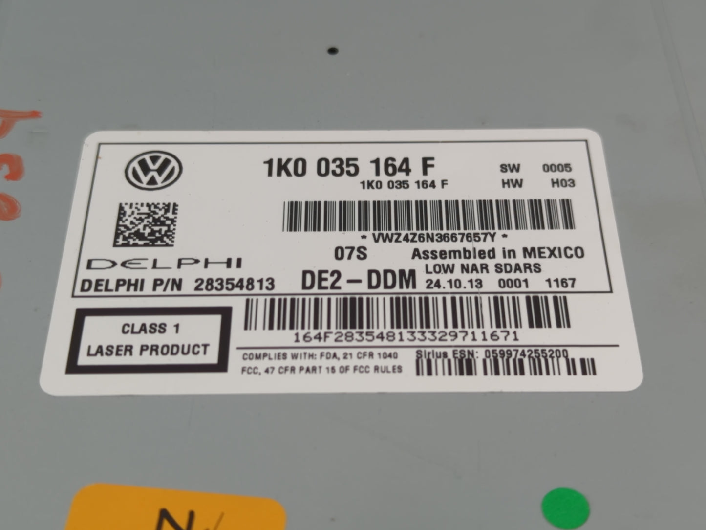 2014 Volkswagen Jetta Radio AM FM Cd Player Receiver Replacement P/N:1K0 035 164 F 28367806 Fits Fits 2013 2015 OEM Used Aut