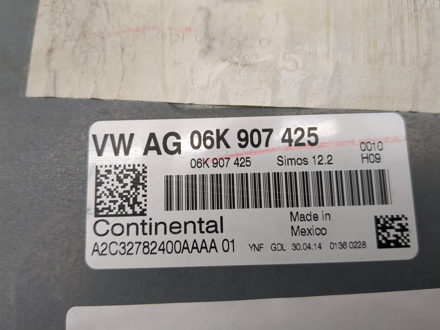 2014 Volkswagen Jetta PCM Engine Control Computer ECU ECM PCU OEM P/N:A2C32782400AAAA 06K 907 425 Fits OEM Used Auto Parts -