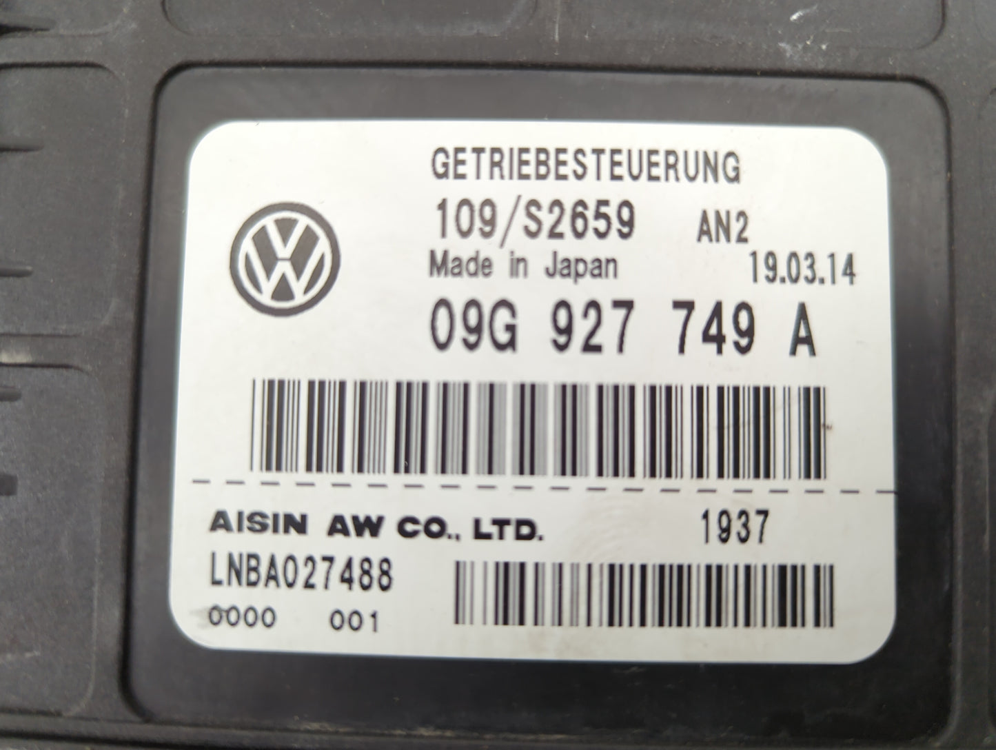 2014 Volkswagen Jetta PCM Engine Control Computer ECU ECM PCU OEM P/N:09G927749A 109/S2659, LNBA027488 Fits OEM Used Auto Pa