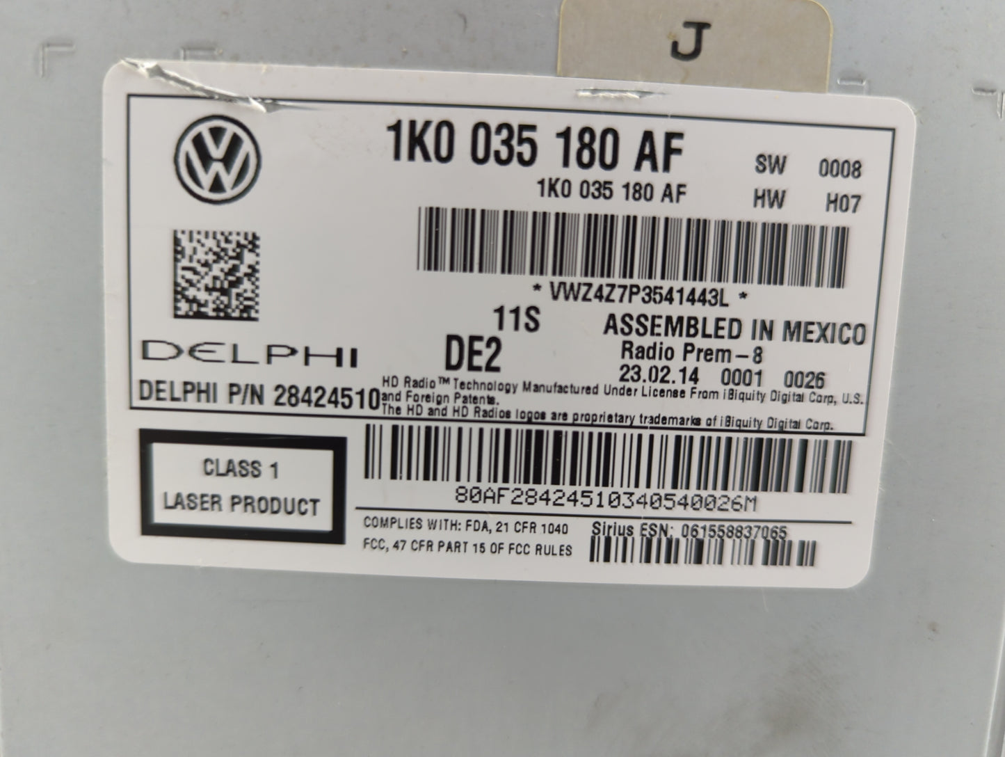 2012-2017 Volkswagen Jetta Radio AM FM Cd Player Receiver Replacement P/N:1K0 035 180 AF Fits Fits 2012 2013 2014 2015 2016 