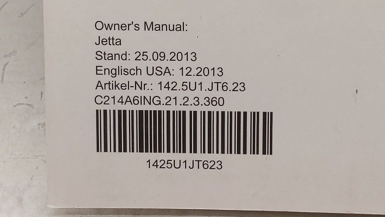 2014 Volkswagen Jetta Owners Manual Book Guide OEM Used Auto Parts - Oemusedautoparts1.com