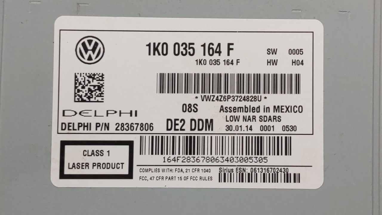 2014-2014 Volkswagen Jetta Am Fm Cd Player Radio Receiver - Oemusedautoparts1.com