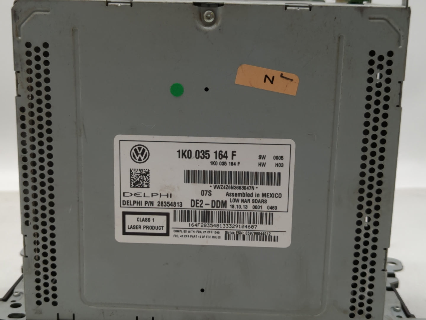 2014 Volkswagen Jetta Radio AM FM Cd Player Receiver Replacement P/N:1K0 035 164 F Fits Fits 2013 2015 OEM Used Auto Parts -