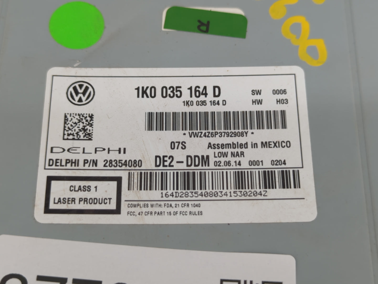 2011-2014 Volkswagen Jetta Radio AM FM Cd Player Receiver Replacement P/N:1K0 035 164 F 1K0035164D Fits OEM Used Auto Parts 