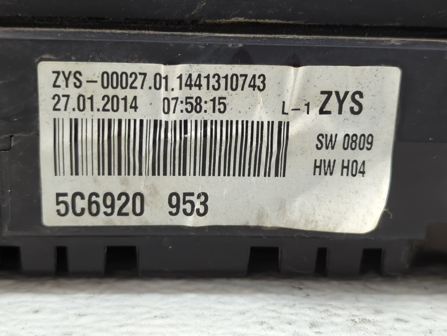 2014 Volkswagen Jetta Instrument Cluster Speedometer Gauges P/N:5C6920953 5C6 920 953 Fits OEM Used Auto Parts - Oemusedauto