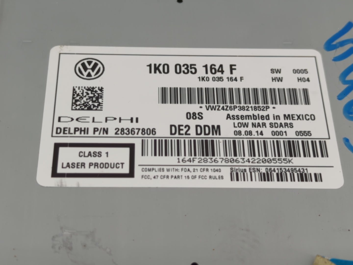 2014-2014 Volkswagen Jetta Am Fm Cd Player Radio Receiver - Oemusedautoparts1.com