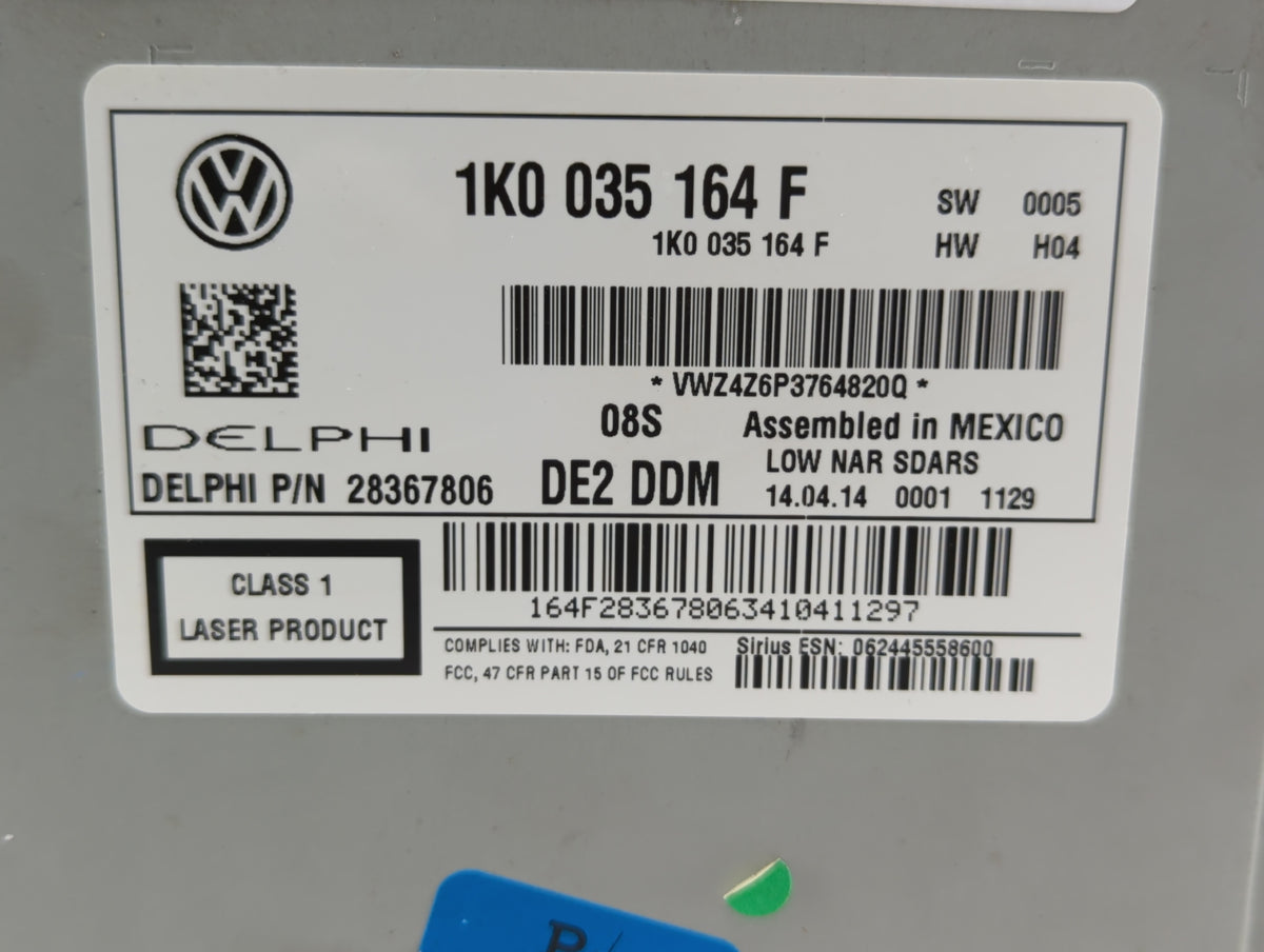2014-2014 Volkswagen Jetta Am Fm Cd Player Radio Receiver 386820 - Oemusedautoparts1.com