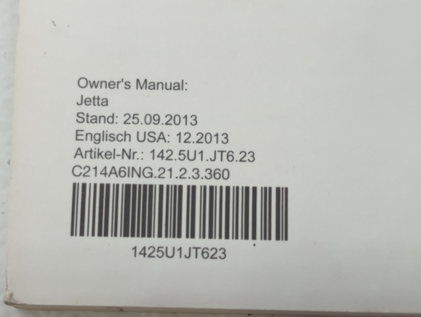 2014 Volkswagen Jetta Owners Manual Book Guide OEM Used Auto Parts - Oemusedautoparts1.com