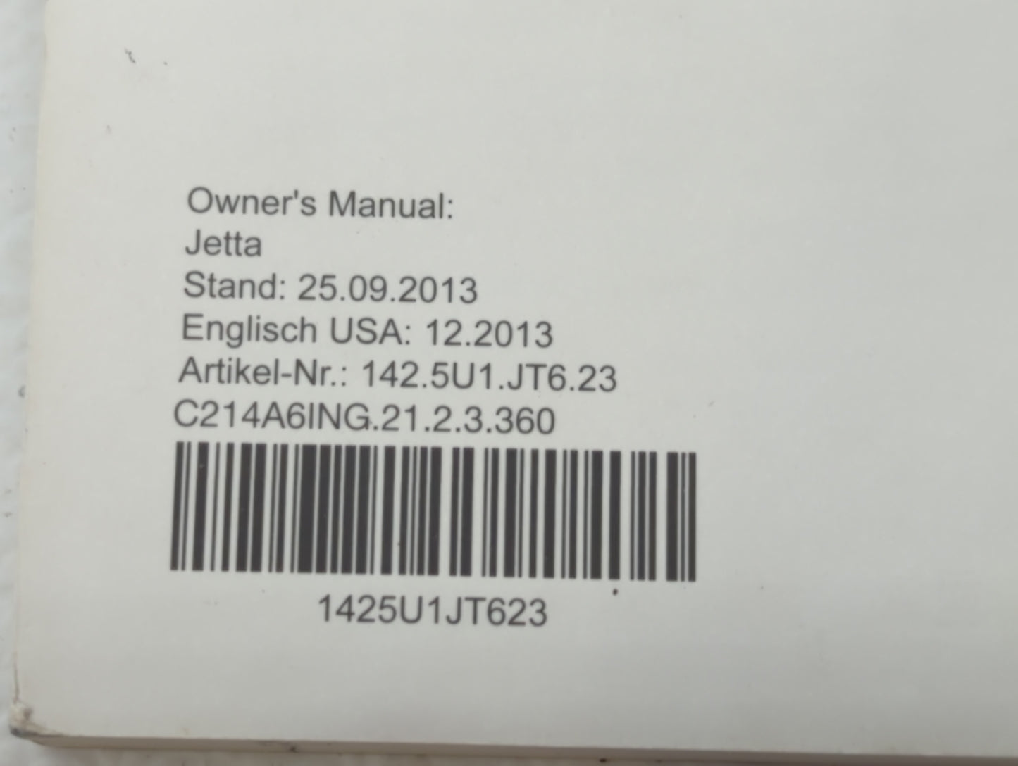 2014 Volkswagen Jetta Owners Manual Book Guide OEM Used Auto Parts - Oemusedautoparts1.com
