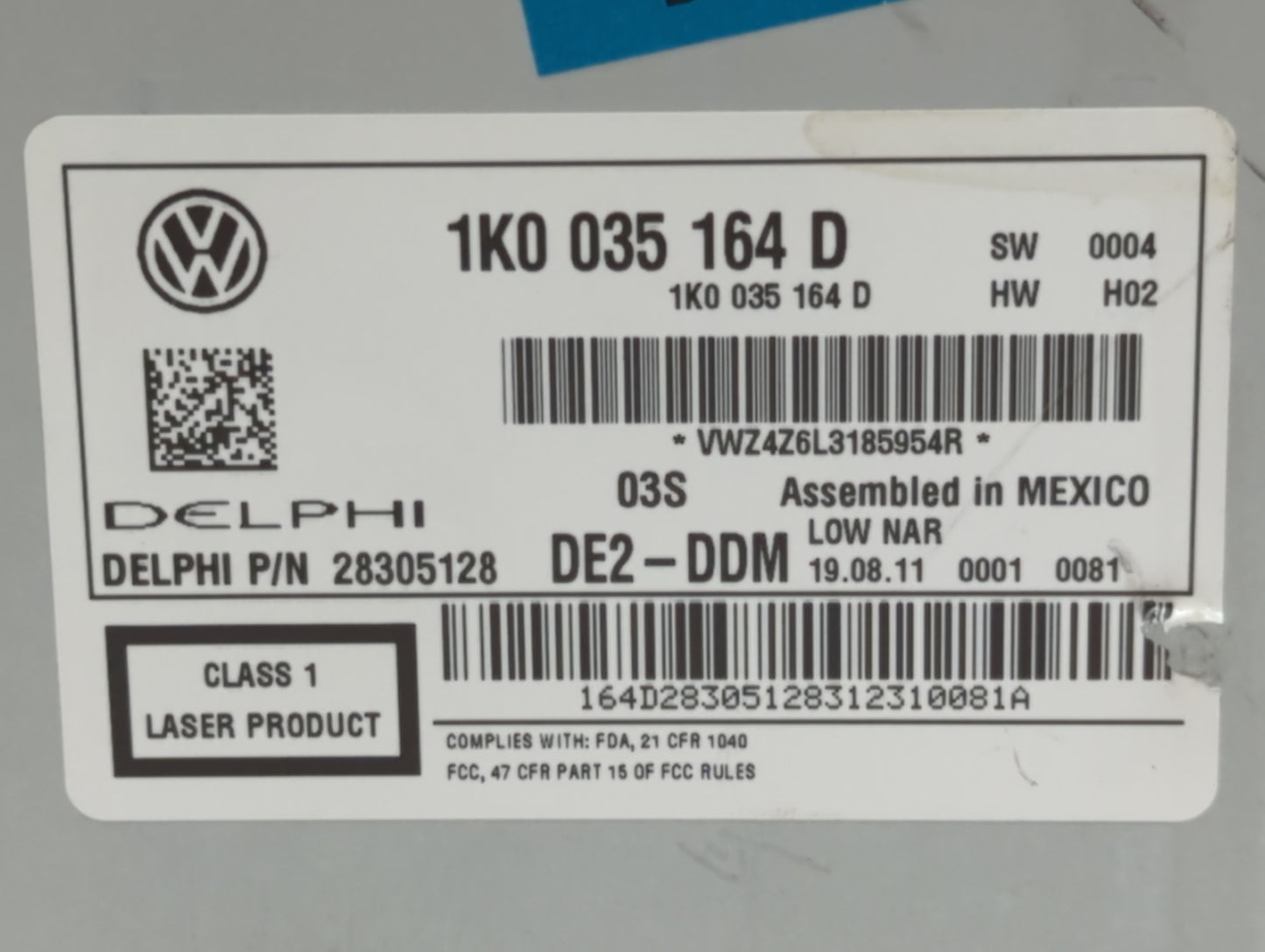 2011-2014 Volkswagen Jetta Radio AM FM Cd Player Receiver Replacement P/N:1K0 035 164 D 1K0 035 164 F Fits OEM Used Auto Par