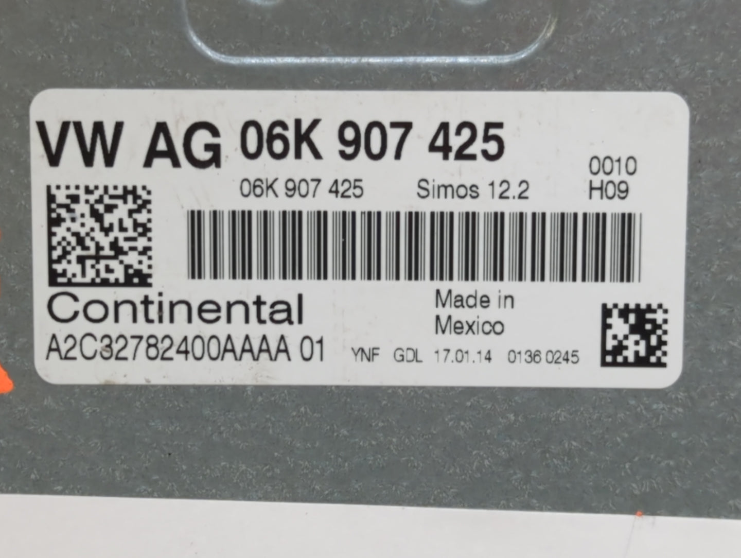 2014 Volkswagen Jetta PCM Engine Control Computer ECU ECM PCU OEM P/N:06K 906 070 F 06K 907 425, 06K 906 070 C Fits OEM Used